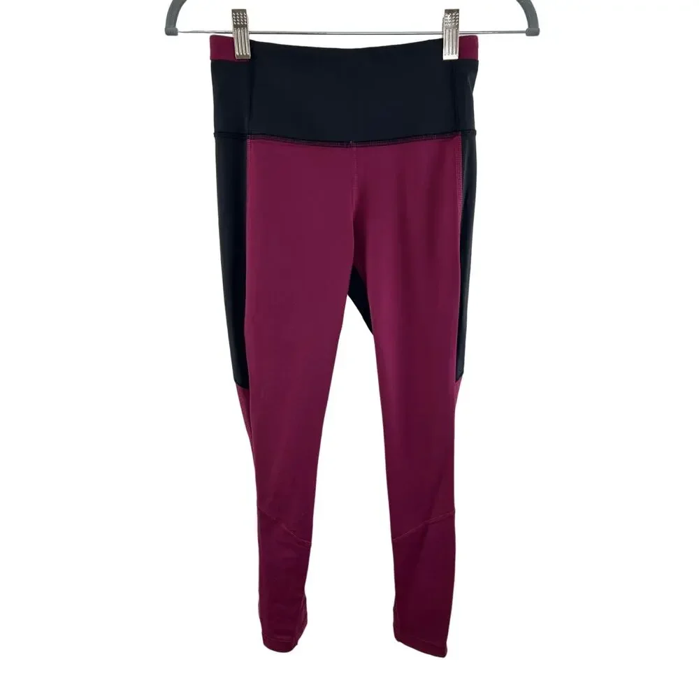 LULULEMON Burgundy Black High Waist Women's Athletic Leggings Size 4